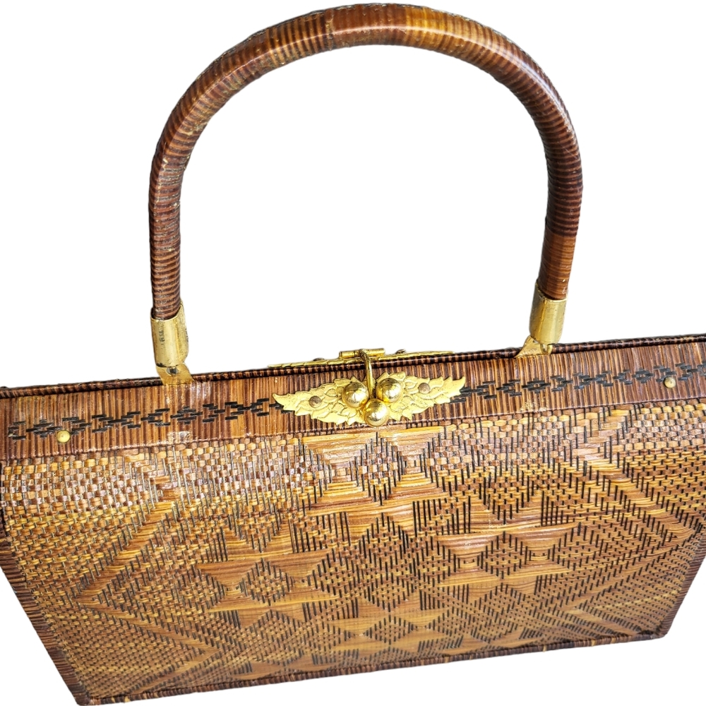 SOLD ON EBAY Vintage Thai Rattan Basket Bag - Picture 3 of 11